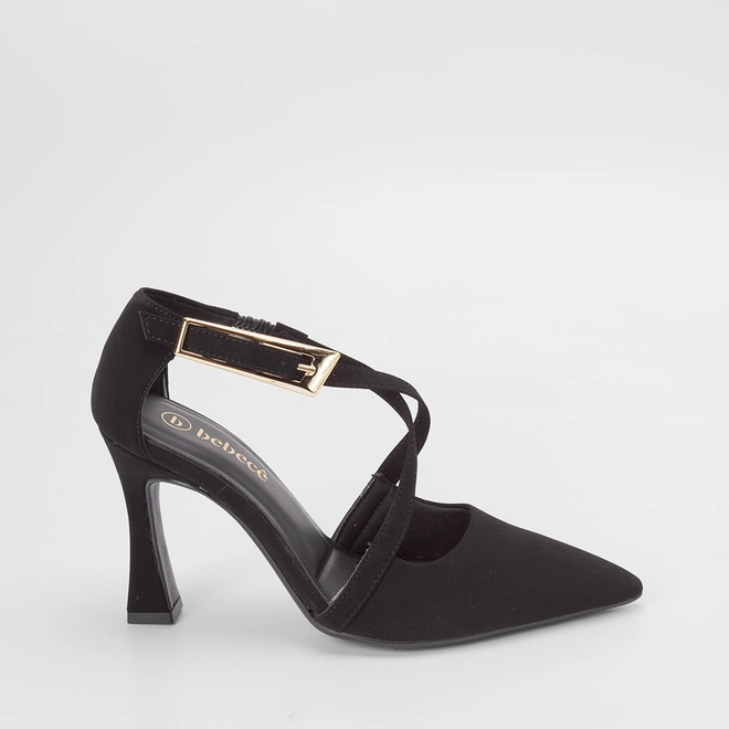 Scarpin Bebecê Fivela Estilizada Nobuck Preto