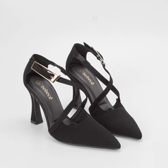 Scarpin Bebecê Fivela Estilizada Nobuck Preto