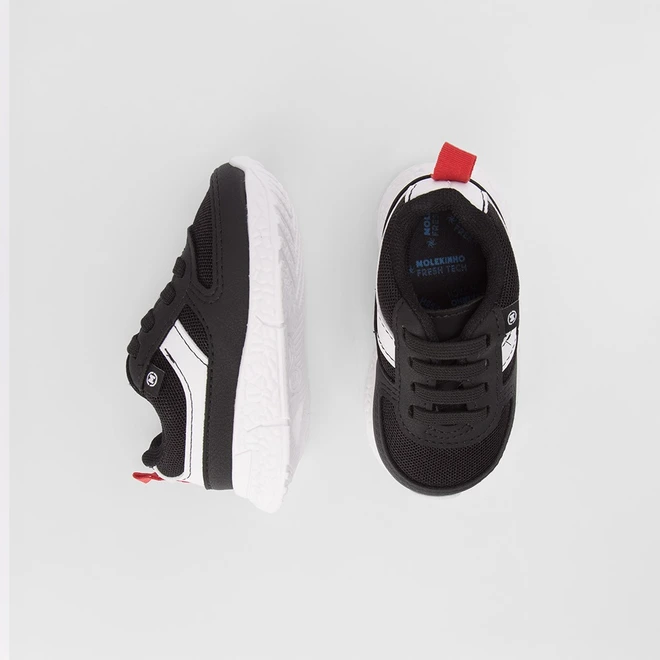 Tênis Infantil Molekinho Jogging Pespontos Preto