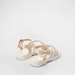 Sandália Infantil Molekinha Tiras Pedraria Off White