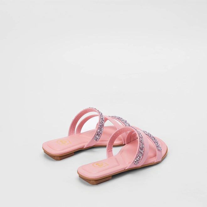 Rasteira Infantil Molekinha Tiras Pedraria Rosa