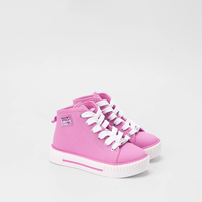 Tênis Infantil Molekinha Casual Cano Alto Detalhe Brilho Rosa