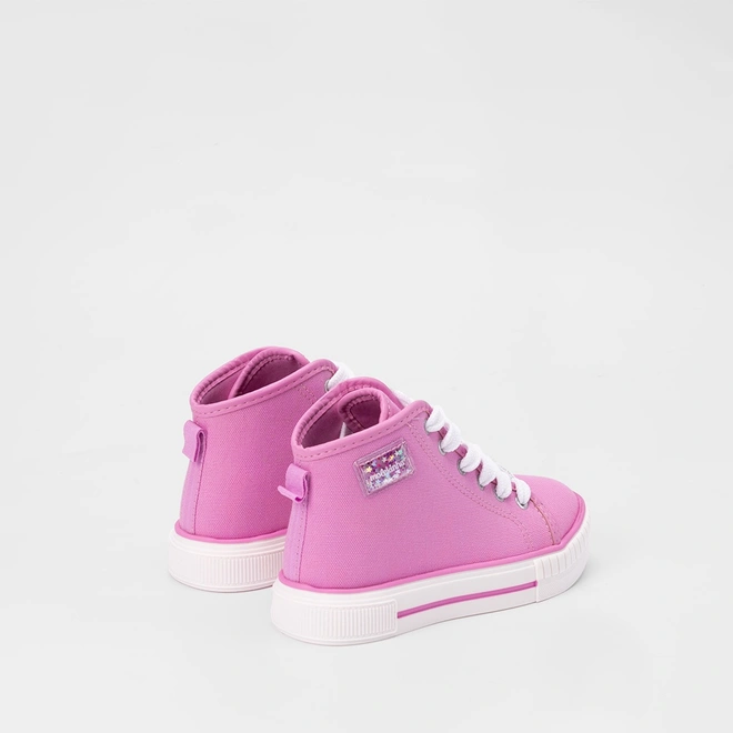 Tênis Infantil Molekinha Casual Cano Alto Detalhe Brilho Rosa