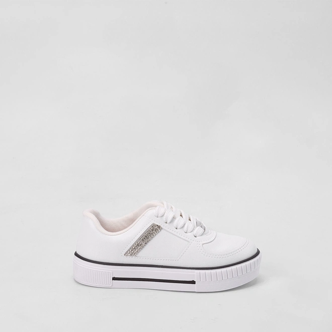 Tênis Infantil Molekinha Casual Flatform Detalhe Strass Branco