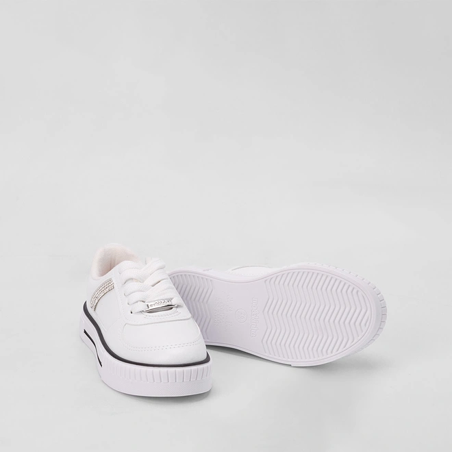 Tênis Infantil Molekinha Casual Flatform Detalhe Strass Branco