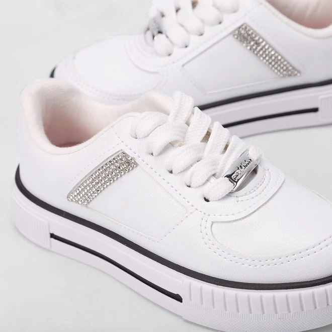 Tênis Infantil Molekinha Casual Flatform Detalhe Strass Branco