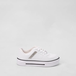 Tênis Infantil Molekinha Casual Flatform Detalhe Strass Branco