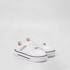 Tênis Infantil Molekinha Casual Flatform Detalhe Strass Branco