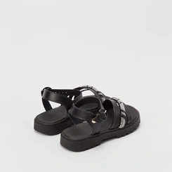 Sandália Infantil Molekinha Tiras Pedraria Preto