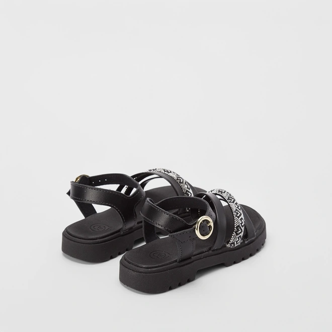 Sandália Infantil Molekinha Tiras Pedraria Preto