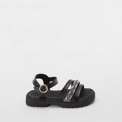 Sandália Infantil Molekinha Tiras Pedraria Preto