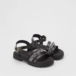Sandália Infantil Molekinha Tiras Pedraria Preto