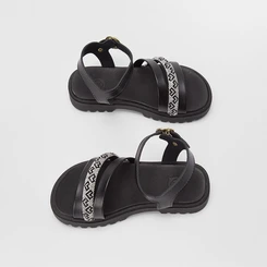 Sandália Infantil Molekinha Tiras Pedraria Preto