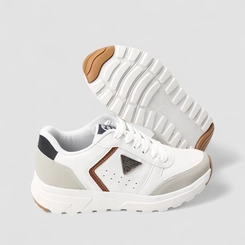 Tênis Casual Masculino Ollie Originals Detalhes Cinza Branco