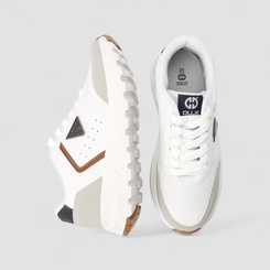 Tênis Casual Masculino Ollie Originals Detalhes Cinza Branco