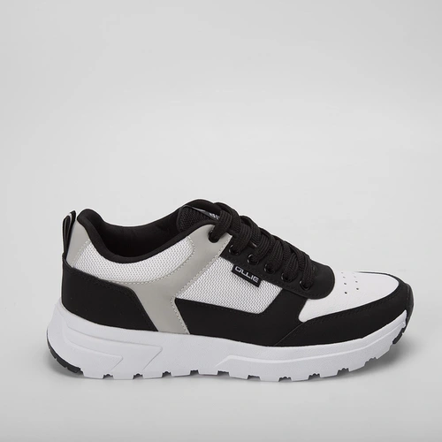 Tênis Ollie Street Masculino Recortes Nobuck Preto & Branco