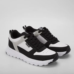 Tênis Ollie Street Masculino Recortes Nobuck Preto & Branco