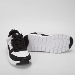 Tênis Ollie Street Masculino Recortes Nobuck Preto & Branco