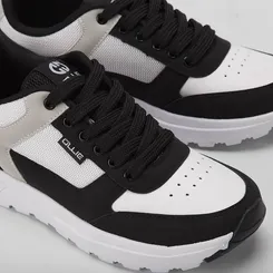 Tênis Ollie Street Masculino Recortes Nobuck Preto & Branco