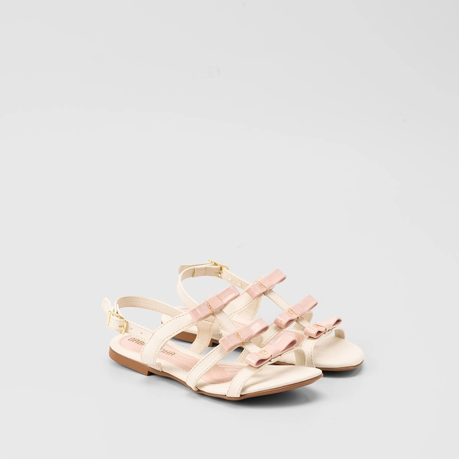 Sandália Infantil Gabrielinha Tiras Detalhadas Rosa & Off White