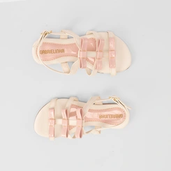 Sandália Infantil Gabrielinha Tiras Detalhadas Rosa & Off White