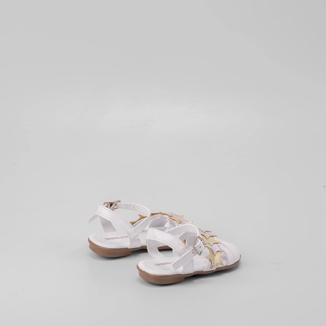 Sandália Infantil Gabrielinha Tira Estrelas Metalizada Off White