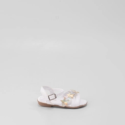 Sandália Infantil Gabrielinha Tira Estrelas Metalizada Off White