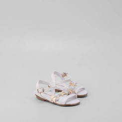 Sandália Infantil Gabrielinha Tira Estrelas Metalizada Off White