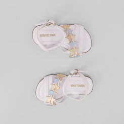 Sandália Infantil Gabrielinha Tira Estrelas Metalizada Off White