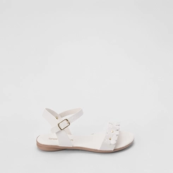 Sandália Rasteira Infantil Gabrielinha Flores Off White