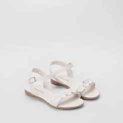 Sandália Rasteira Infantil Gabrielinha Flores Off White