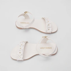 Sandália Rasteira Infantil Gabrielinha Flores Off White