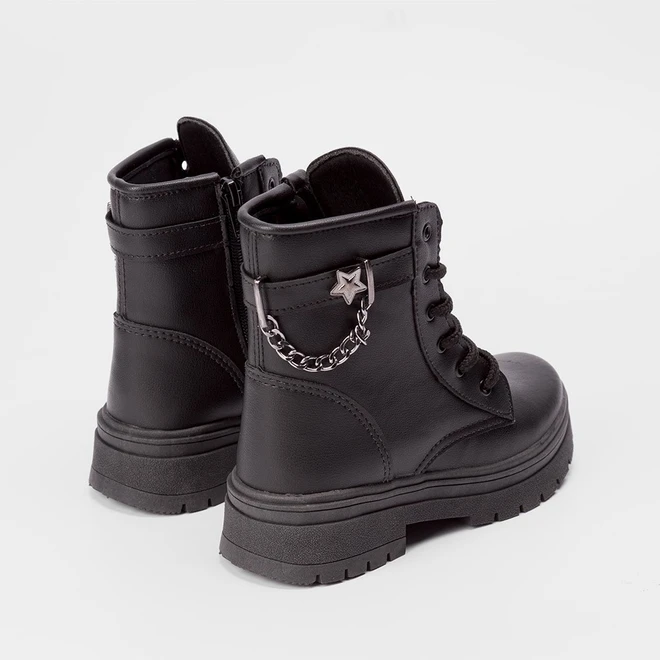 Bota Coturno Infantil Gabrielinha Ziper Lateral Preto