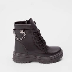 Bota Coturno Infantil Gabrielinha Ziper Lateral Preto