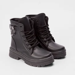 Bota Coturno Infantil Gabrielinha Ziper Lateral Preto