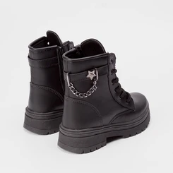 Bota Coturno Infantil Gabrielinha Ziper Lateral Preto