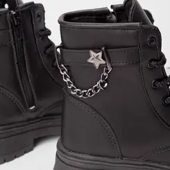 Bota Coturno Infantil Gabrielinha Ziper Lateral Preto