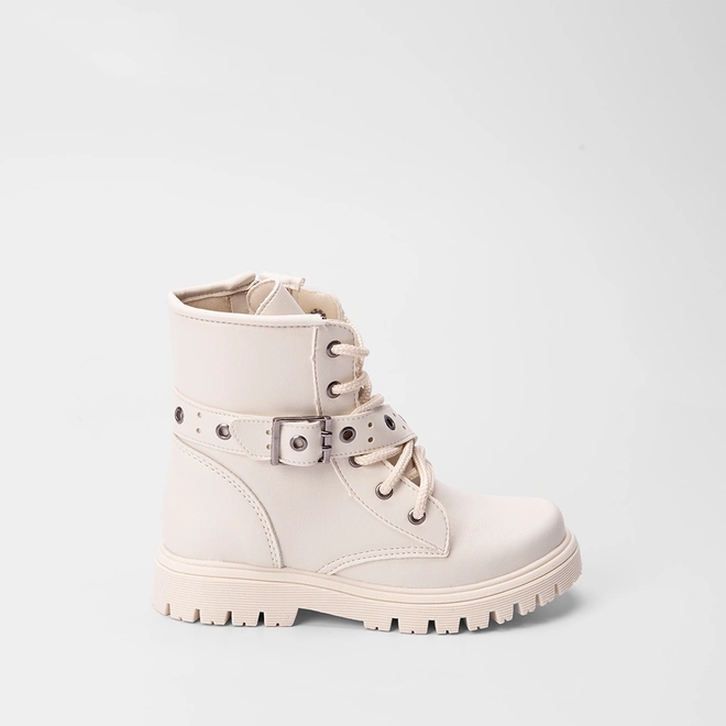 Bota Coturno Infantil Gabrielinha Detalhe Fivela Off White