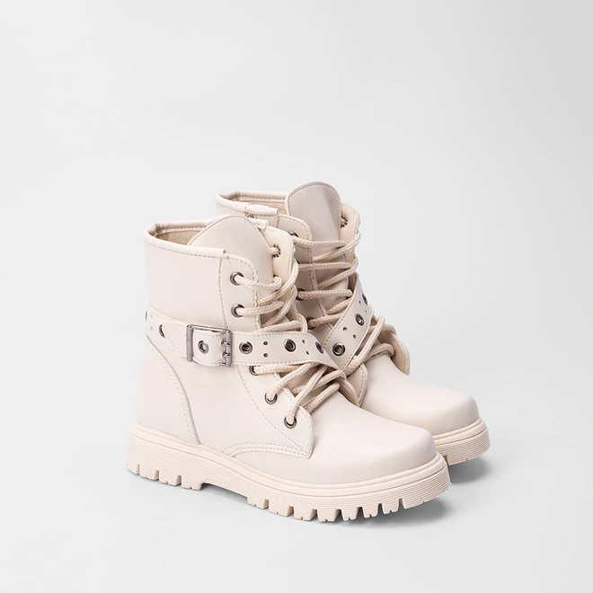 Bota Coturno Infantil Gabrielinha Detalhe Fivela Off White