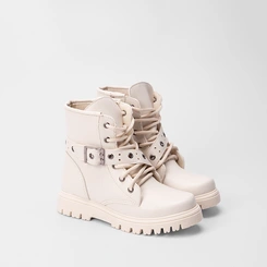 Bota Coturno Infantil Gabrielinha Detalhe Fivela Off White