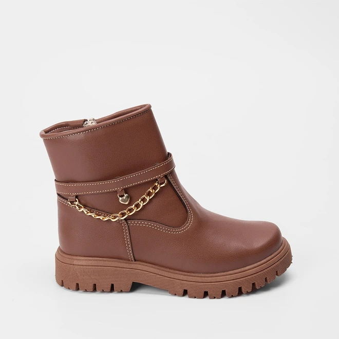 Bota Coturno Infantil Gabrielinha Pingentes Caramelo