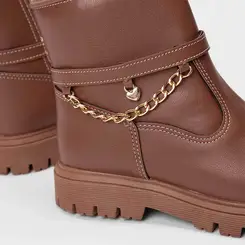 Bota Coturno Infantil Gabrielinha Pingentes Caramelo