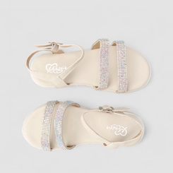 Sandália Feminina Magia Strass Plataforma Off White