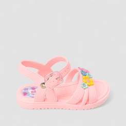 Sandália Infantil Charmosinhas Chic Com Flores Rosa