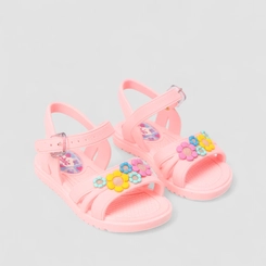Sandália Infantil Charmosinhas Chic Com Flores Rosa