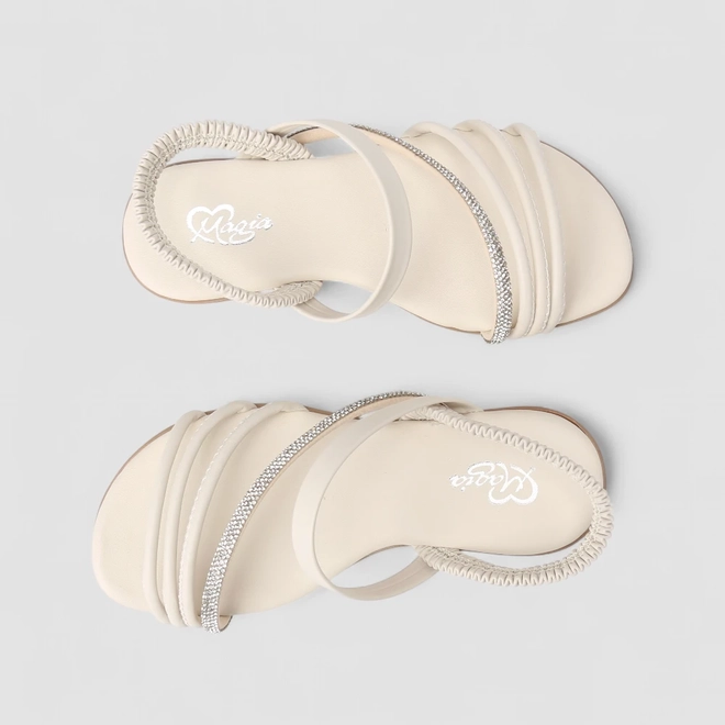 Sandália Infantil Magia Strass Multi Tiras Off White