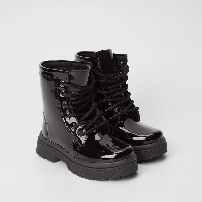 Bota Coturno Infantil Gabrielinha Verniz Preto