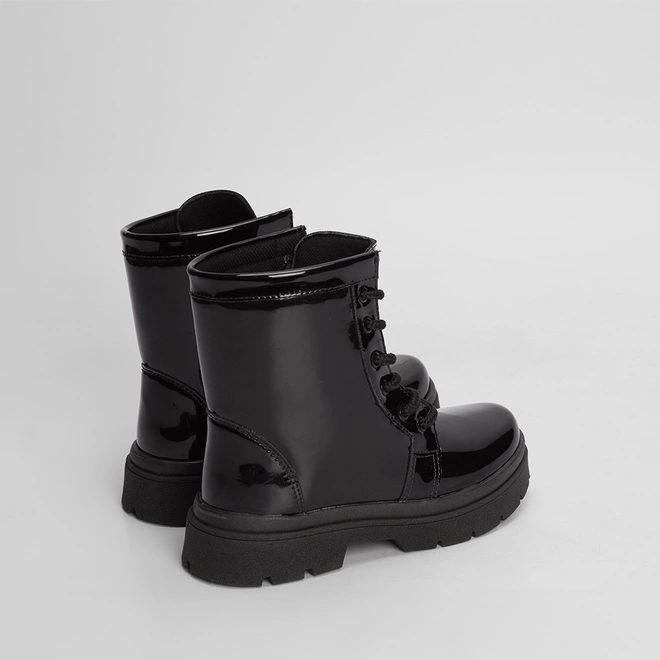 Bota Coturno Infantil Gabrielinha Verniz Preto
