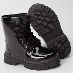 Bota Coturno Infantil Gabrielinha Verniz Preto