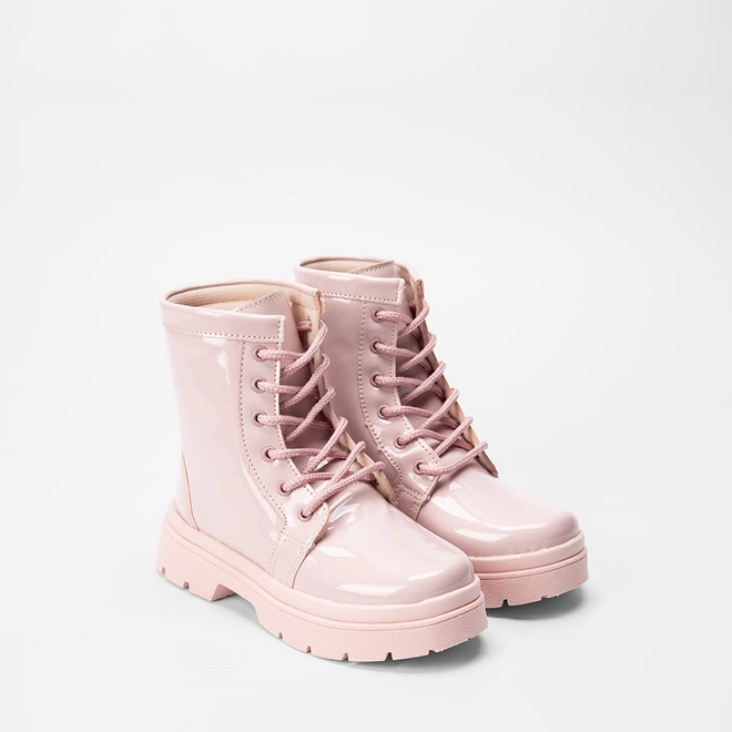 Bota Coturno Infantil Gabrielinha Verniz Rosa